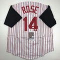 Autographed Pete Rose Cincinnati Pinstripe Baseball Jersey - Signed XL