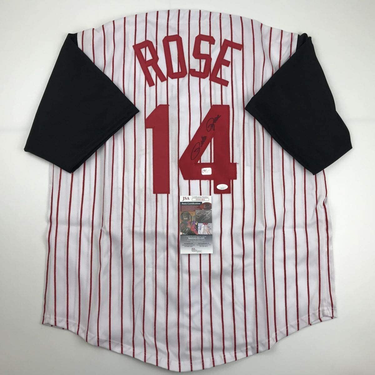 Autographed Pete Rose Cincinnati Pinstripe Jersey with JSA COA