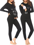 Striped Nursing Pajama Set for Women - Long Sleeve Thermal Maternity