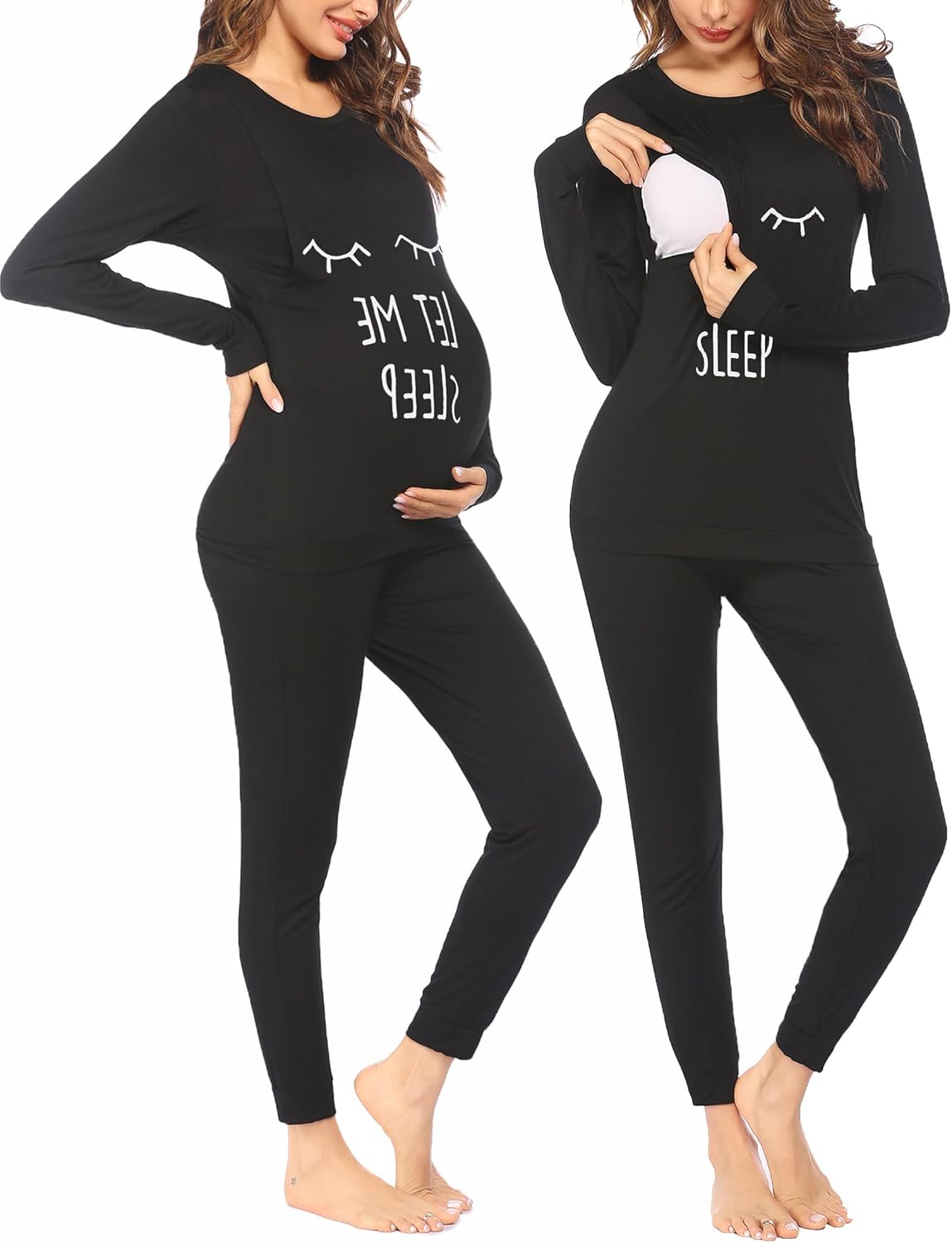 Ekouaer Nursing Pajama Set for Cozy Maternity Sleepwear