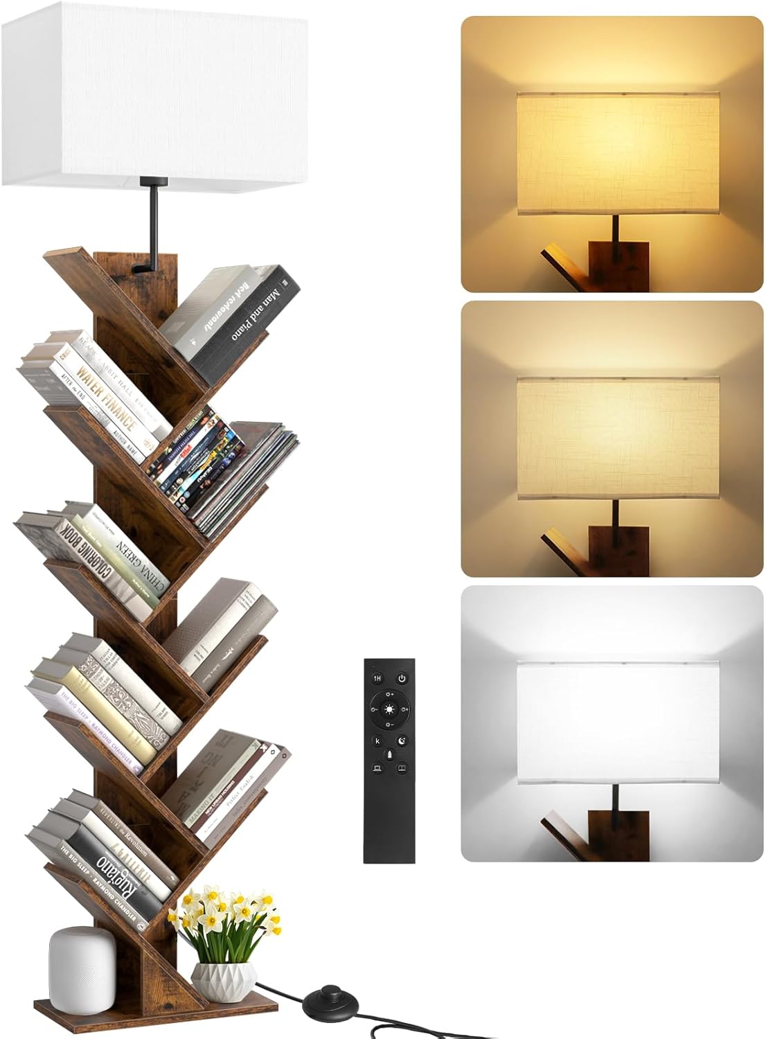 9 Tier Tree Bookshelf with Light by OUTONLIFE - Modern Design
