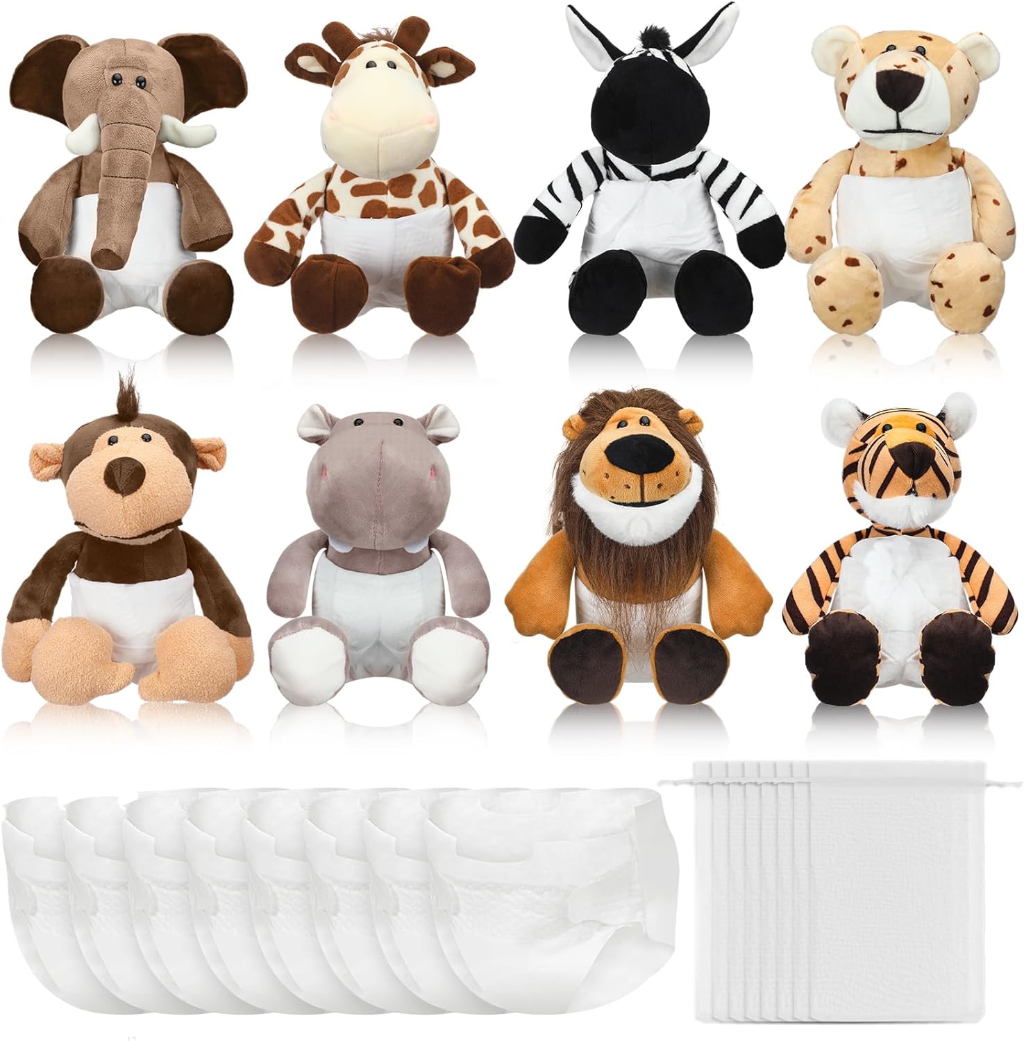 Safari Animals Blindfolded Diaper Changing Game Set for Showers
