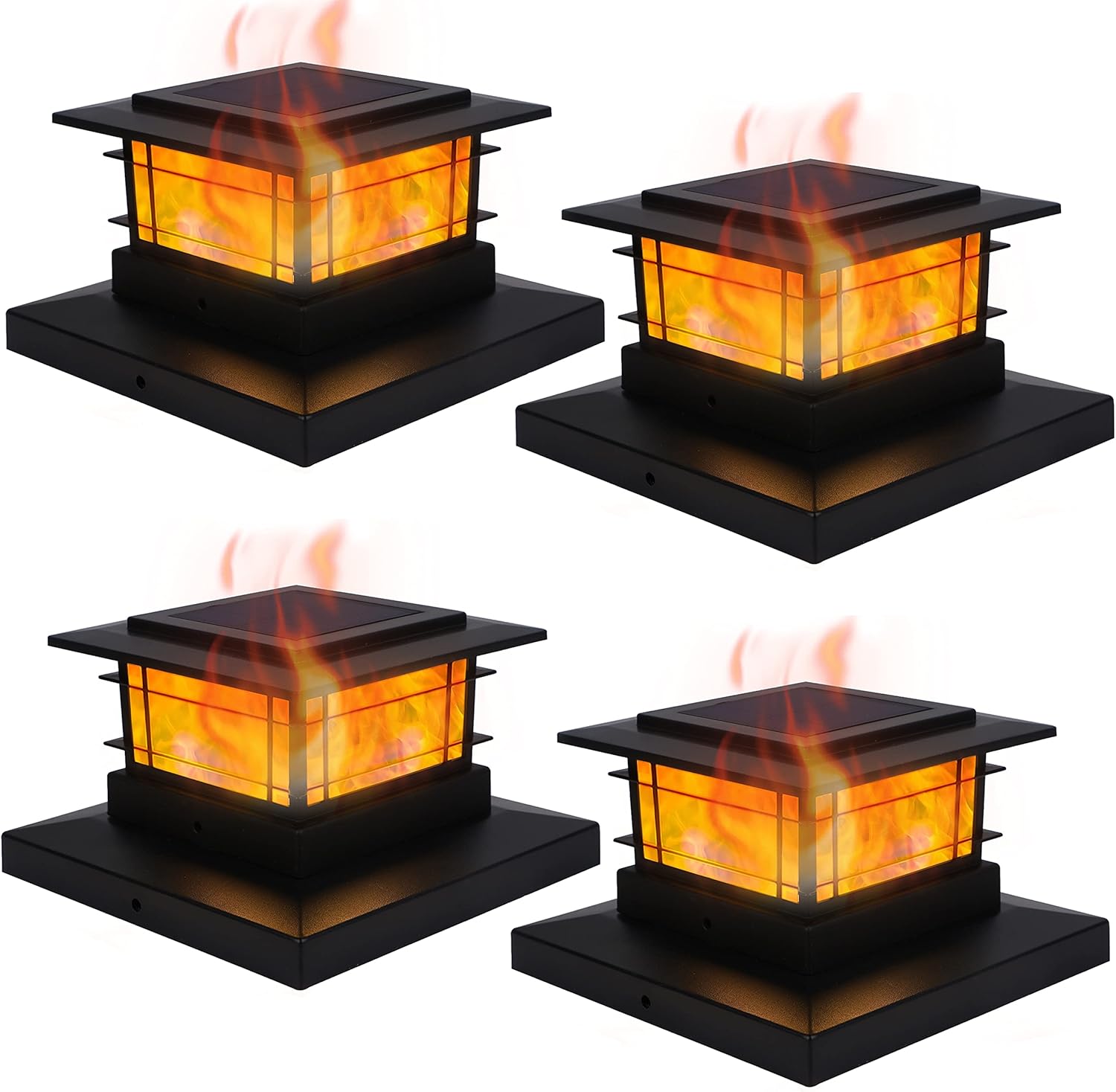 Dynaming Solar Post Cap Lights with Flickering Flame Effect