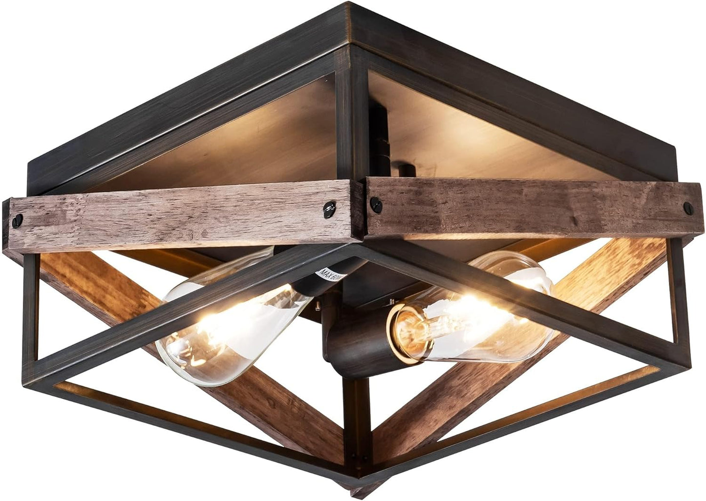 MAYNA 2-Light Rustic Ceiling Light Fixture for Farmhouse Style