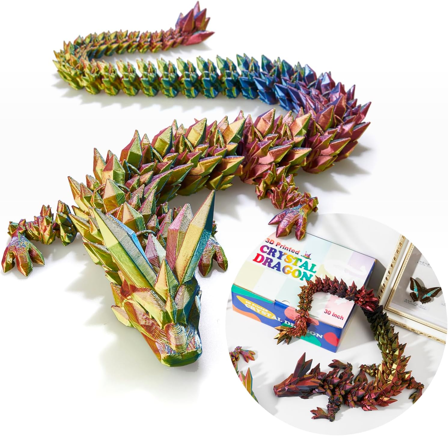 30 Inch Large 3D Printed Dragon Fidget Toy for Kids and Collectors