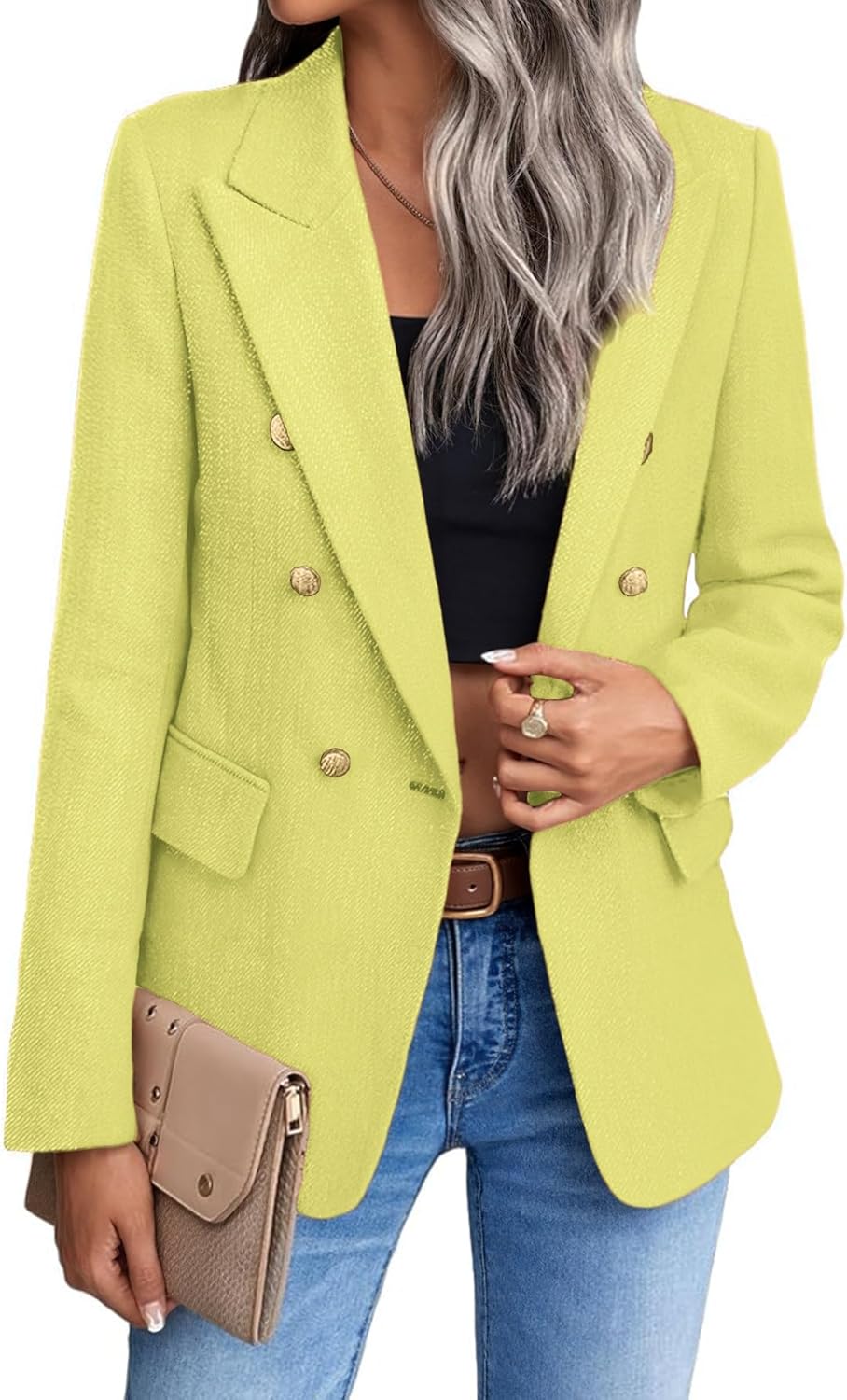 Mina Self 2025 Winter Women's Tweed Plaid Blazer Jacket Review