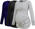Smallshow Women's Maternity Shirts Long Sleeve 3-Pack - Stretchy Shoes