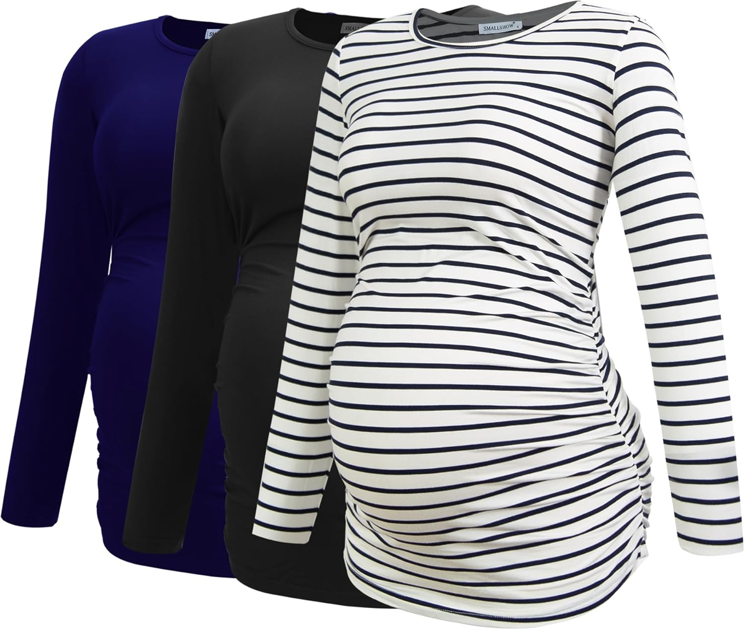 Smallshow Women's Maternity Shirts Long Sleeve 3-Pack Tops