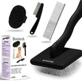 Dog Slicker Brush Grooming Kit 4PCS for Long Haired Dogs - Tangle