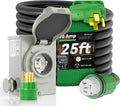 50 Amp Generator Cord 25FT and Power Inlet Box Combo Kit - Heavy Duty