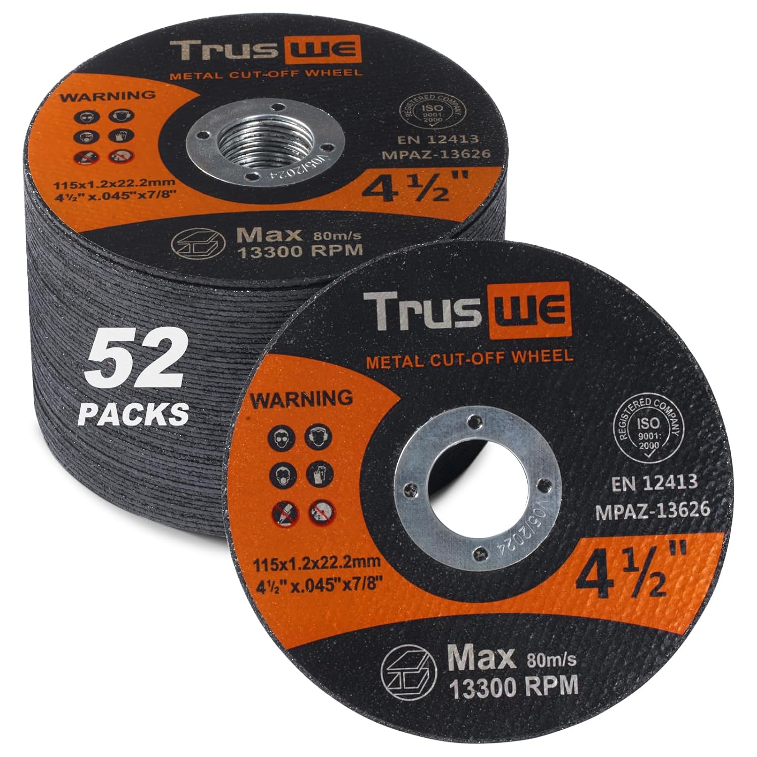 52-Pack 4.5 Cut Off Wheel Set by Truswe - Precision Metal Cutting