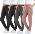 4 Pack Womens Joggers with Pockets Lightweight Sweatpants - Soft Shoes