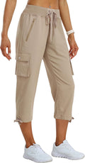 MoFiz Women's Cargo Capris Pants Loose Fit Lightweight Summer Travel