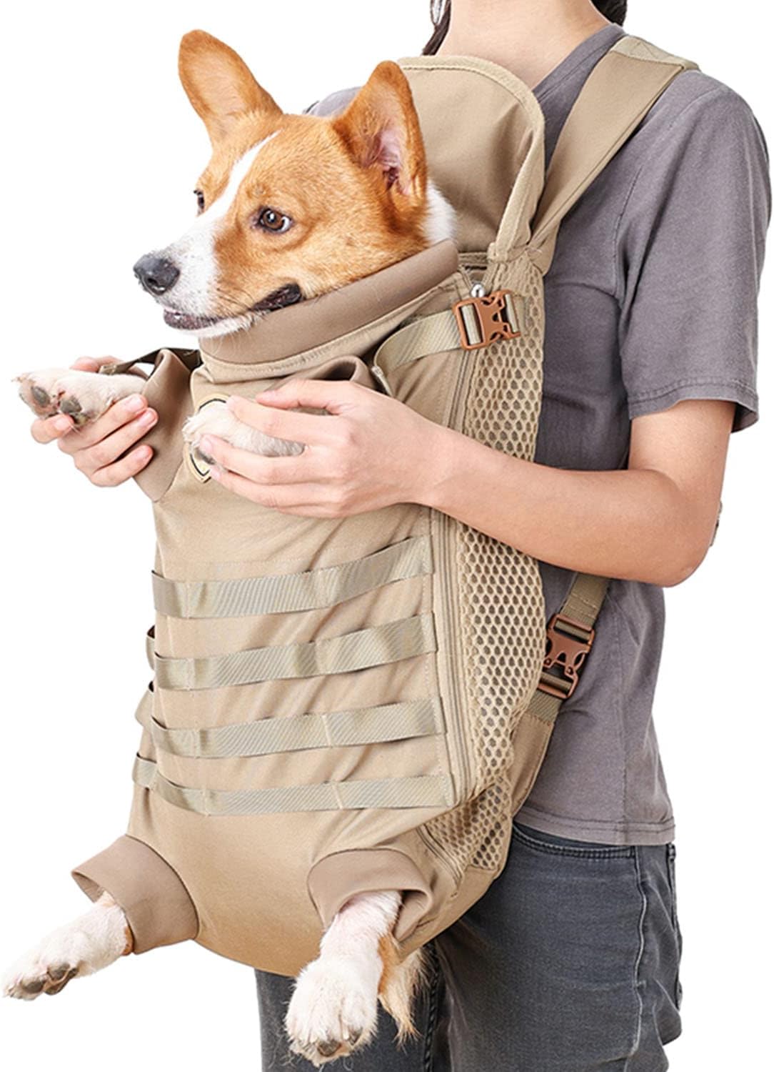 FLAdorepet Dog Carrier Tactical Backpack for Small Medium Dogs