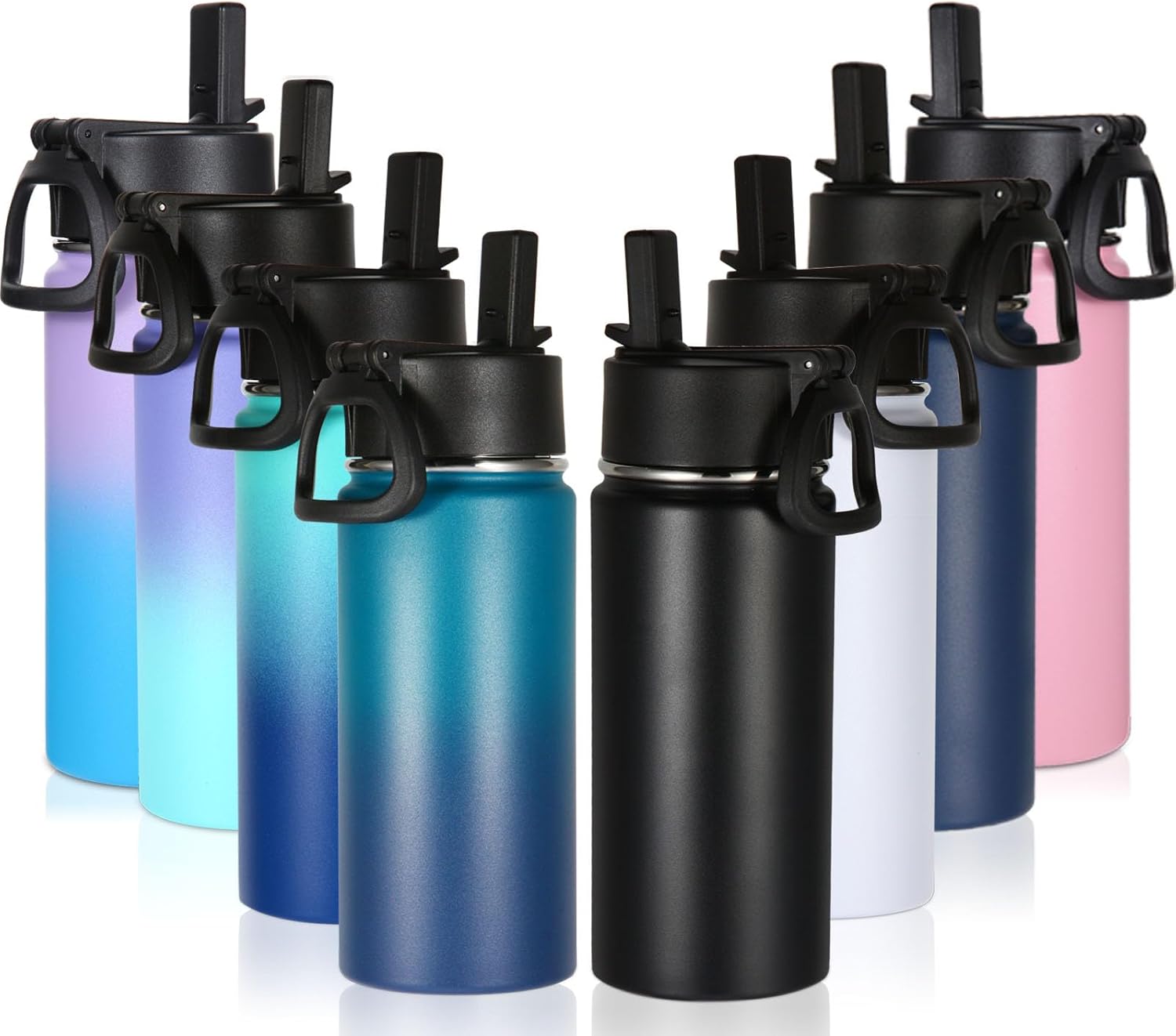 Volhoply 16 OZ Kids Water Bottle Bulk 8 Pack for Active Kids