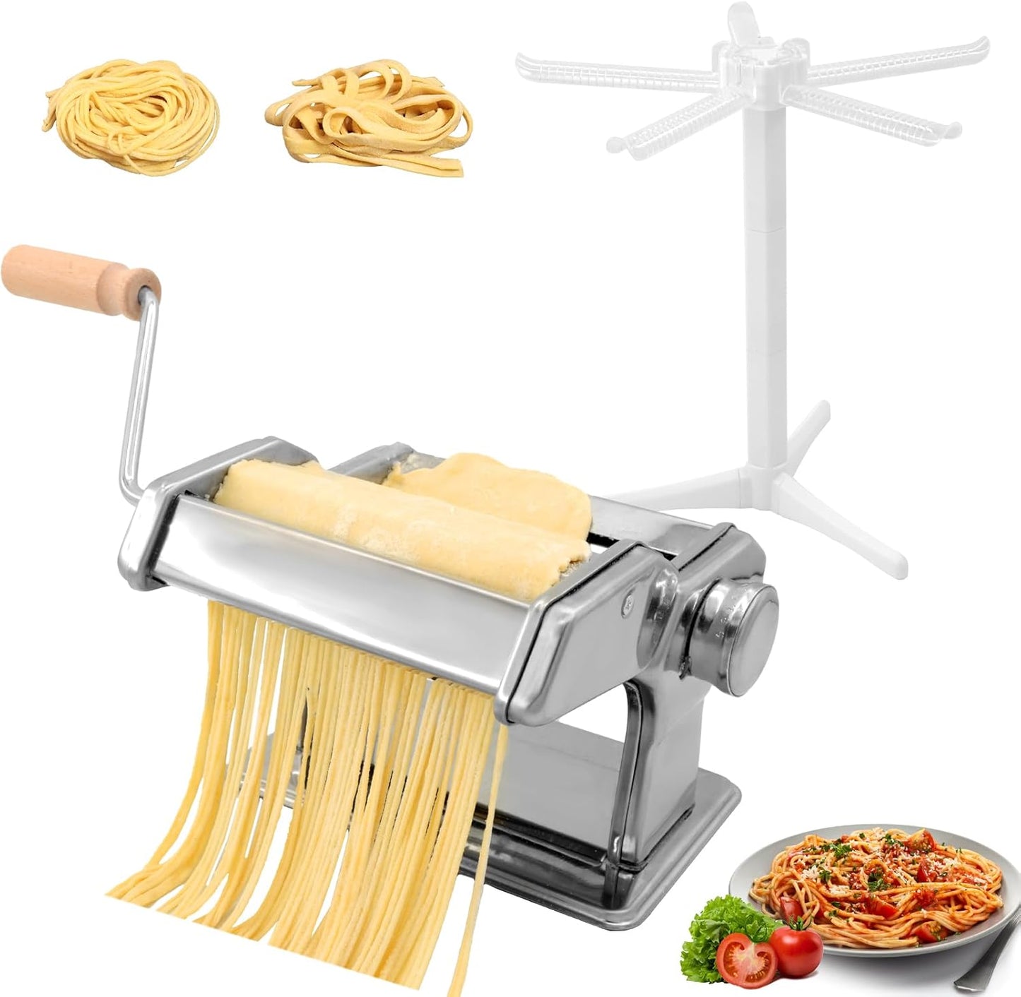 Baihang Detachable 2-in-1 Pasta Maker - 9 Adjustable Thickness Settings