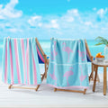 Beach Towels 2 Pack 30 x 60 in Blue Pink - Soft, Quick Dry