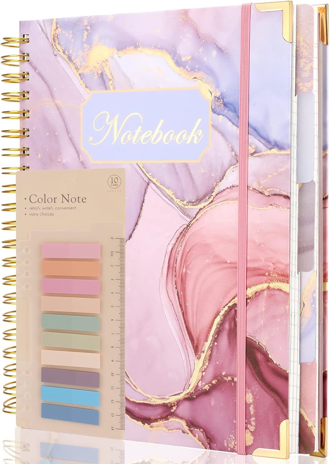 Large 320 Pages A4 Spiral Notebook, Pink Marble Design