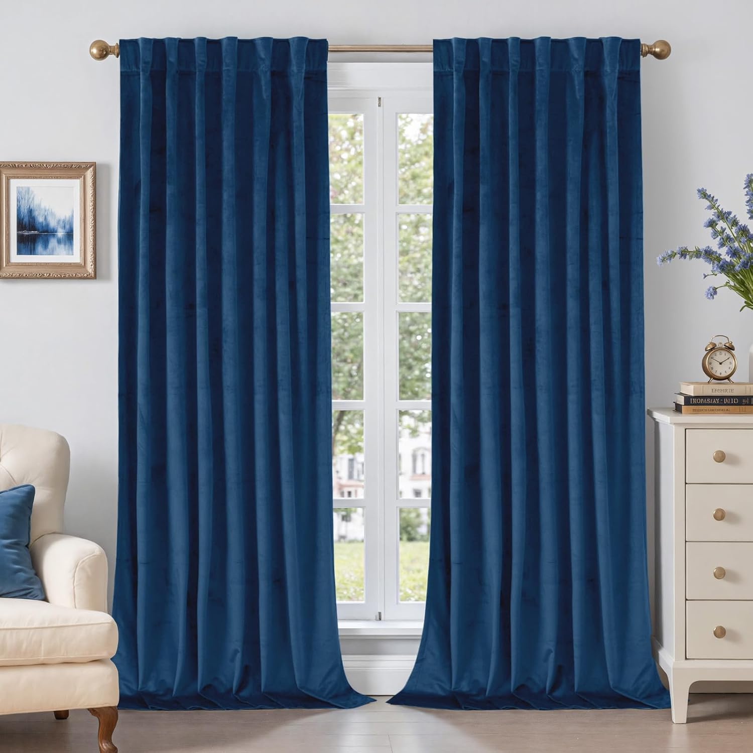 BGment Blue Velvet Curtains 84 Inches for Luxurious Room Decor
