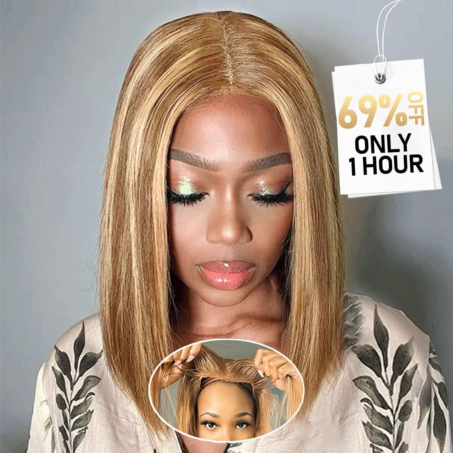 Wear and Go Glueless Bob Wig Human Hair 14 Inch for Women
