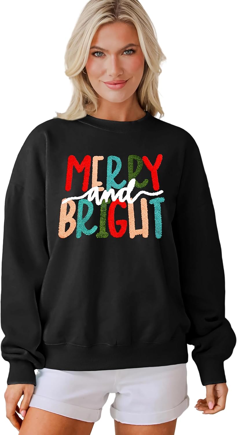 Merry and Bright Christmas Sweatshirt for Women by MAPICK