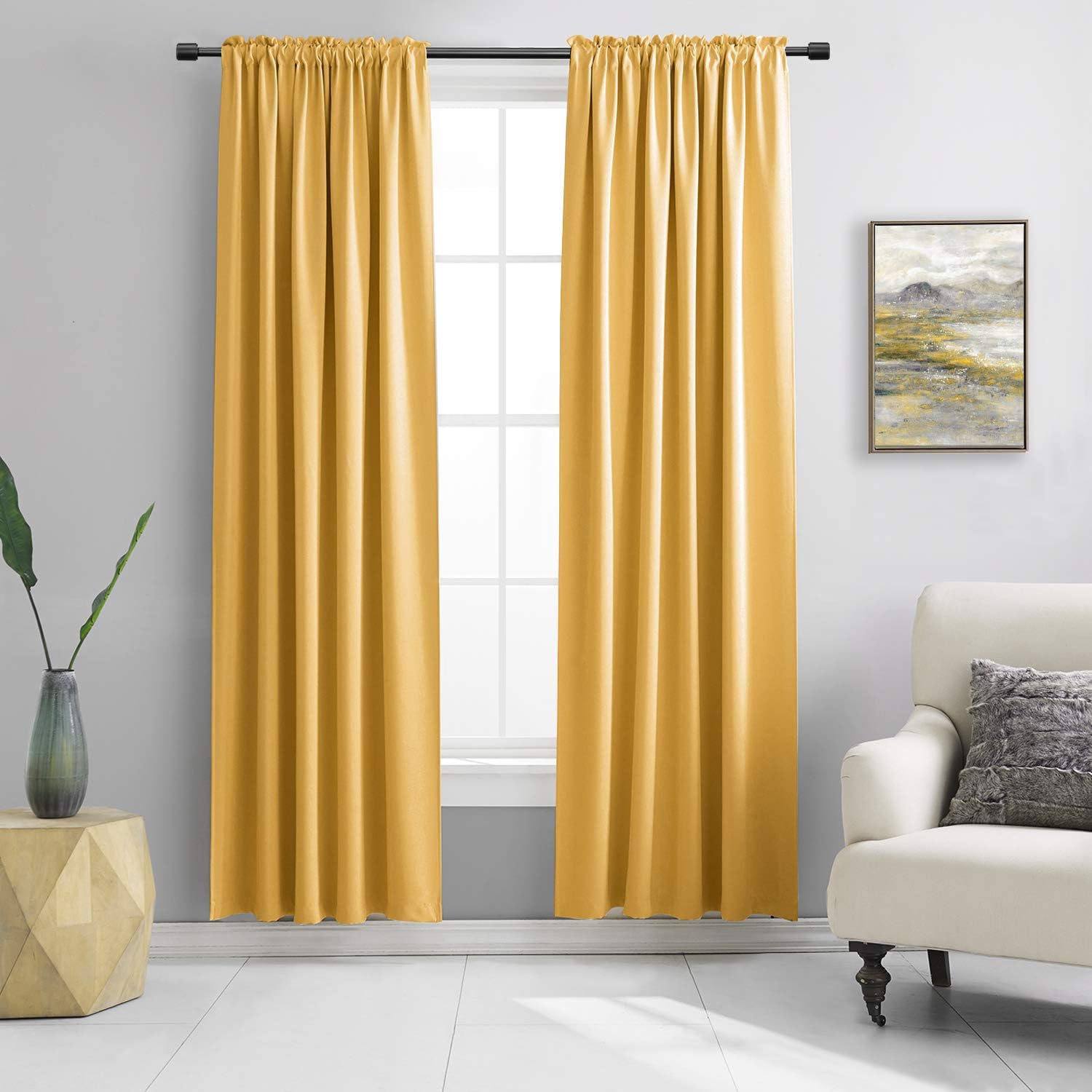 DONREN Gold Yellow Blackout Thermal Insulated Curtain Panels