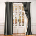 Lazzzy Velvet Curtains Grey 108 in Extra Long Room Darkening Drapes