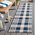 SAFAVIEH Courtyard Runner Rug 2ft3ft x 8ft - Weather Resistant Plaid