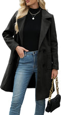 Bankeng Women Winter Wool Blend Camel Mid-Long Coat - Warm, Classic 2