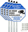 GicnKeuz Video Surveillance Sign with 28in Stake for Outdoor Use