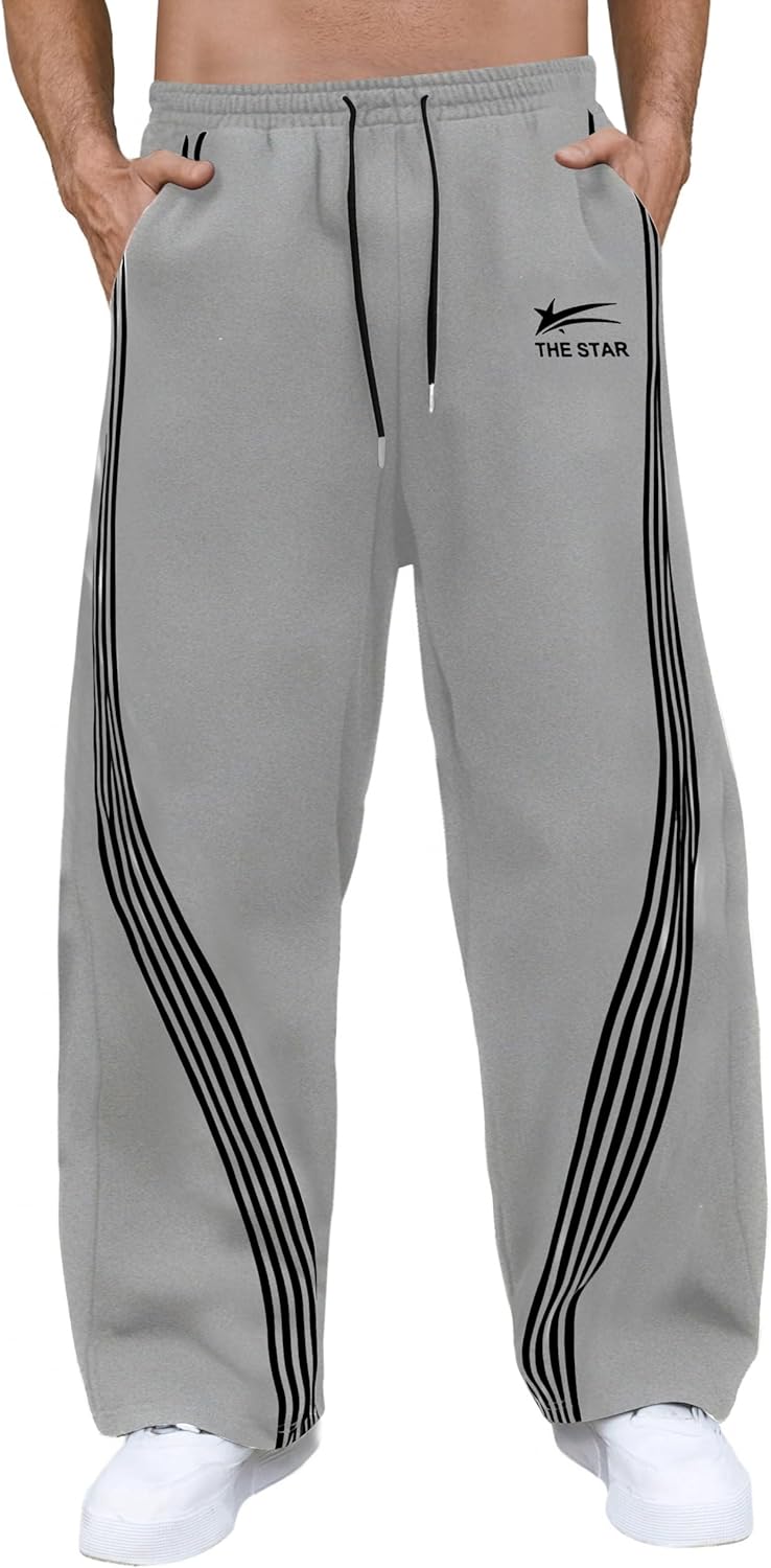 GORGLITTER Men's Baggy Wide Leg Sweatpants for Casual Style