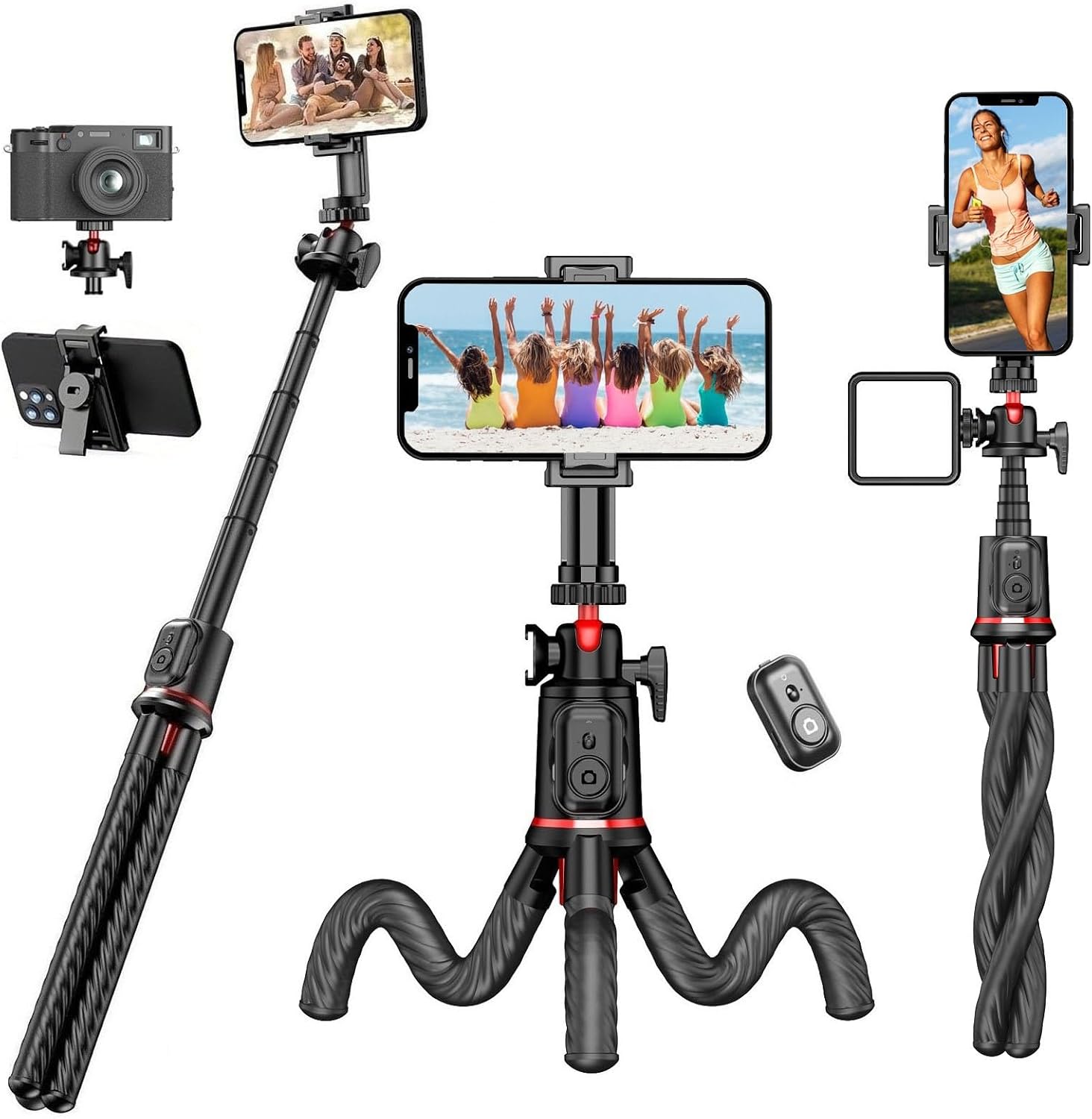 Flexible Phone Tripod Selfie Stick for iPhone and Camera Use