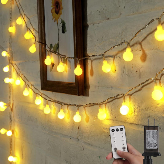 Minetom Mini Globe String Lights - 66 Ft 200 LED Fairy Lights