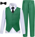 Green Boys Slim Fit Suit Set for Teens and Toddlers - 4 Piece