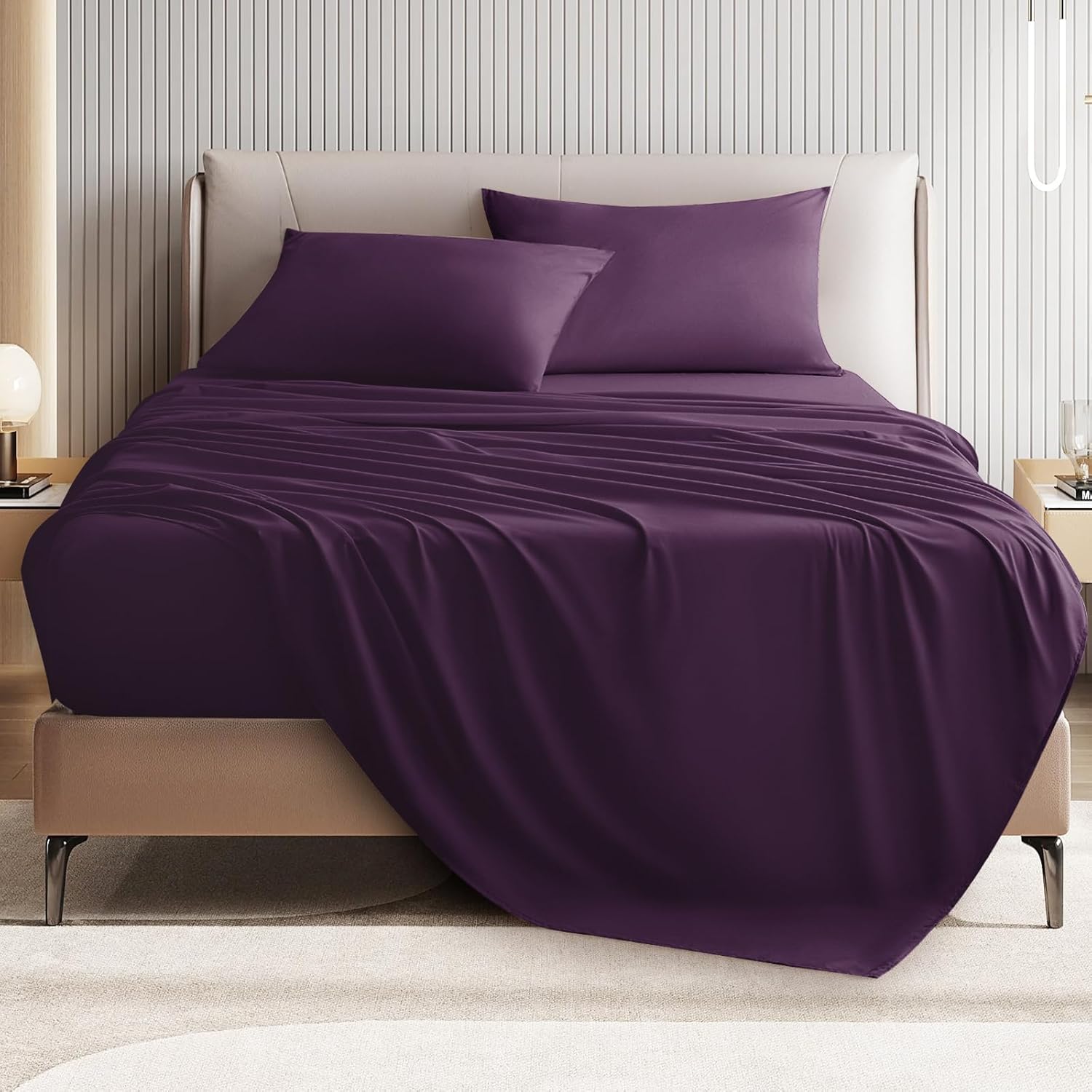 King 4 Piece Bed Sheet Set - Ultra Imitation Cotton Luxury