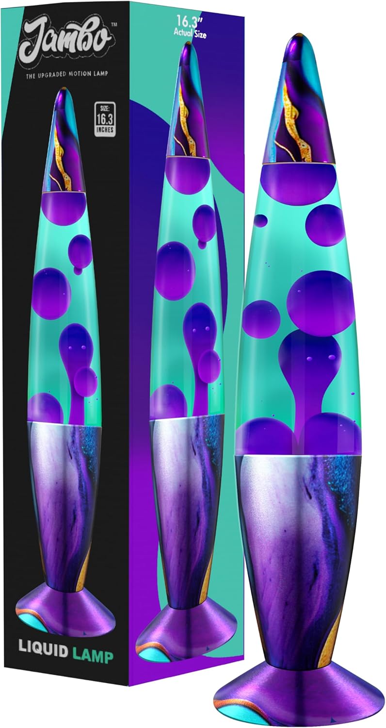 JAMBO 16in Beautiful Lamp - Teal with Purple Wax for Relaxation
