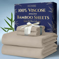 King Size Bamboo Viscose Sheets 4pcs Taupe - Cooling King Set