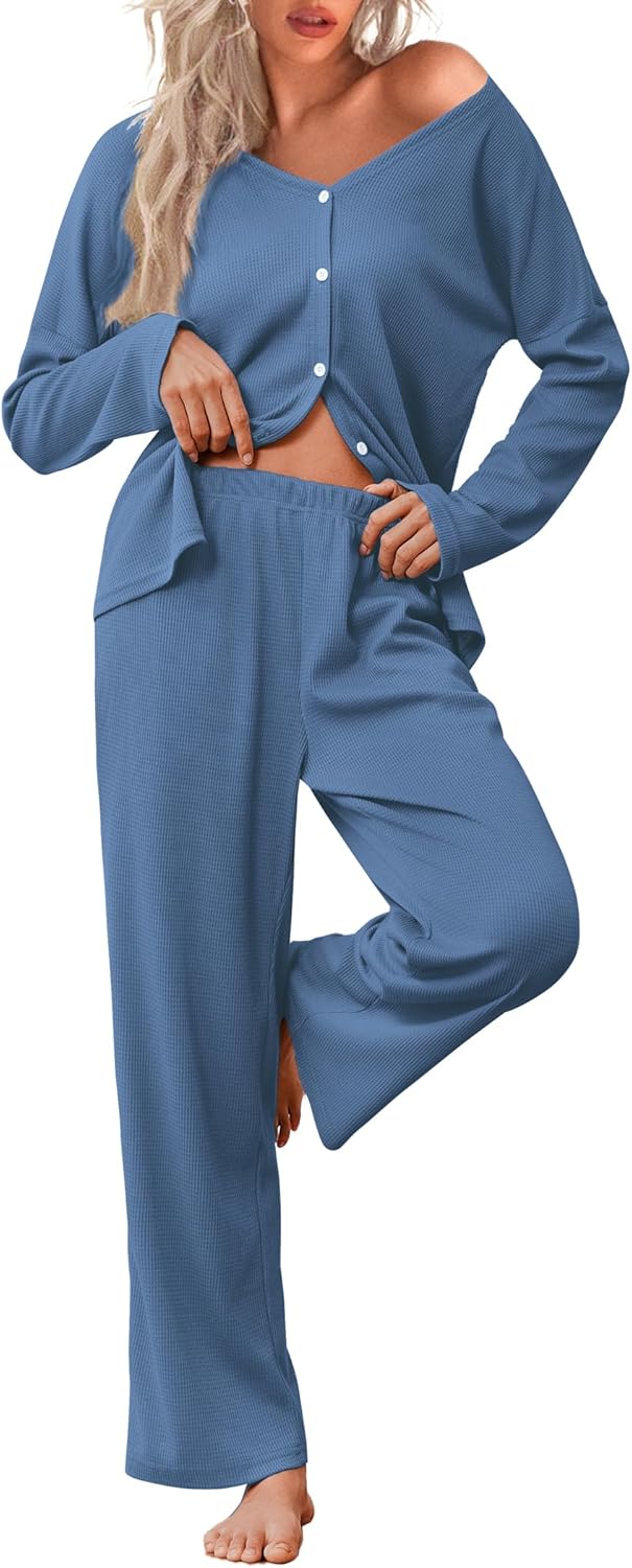 Ekouaer Womens Waffle Knit Pajamas Set for Ultimate Comfort