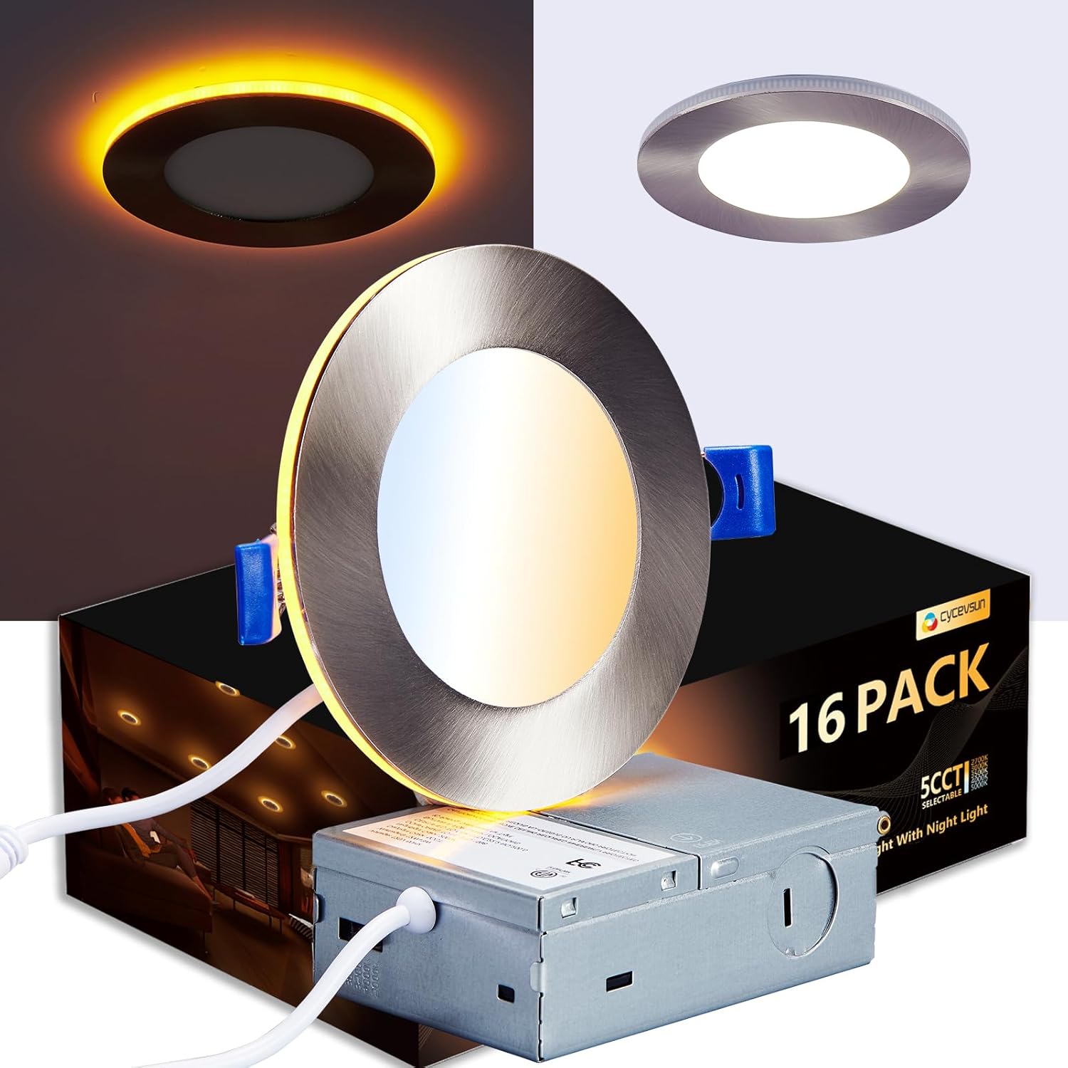 Brushed Nickel 4 Inch Recessed Lighting with Night Light Options