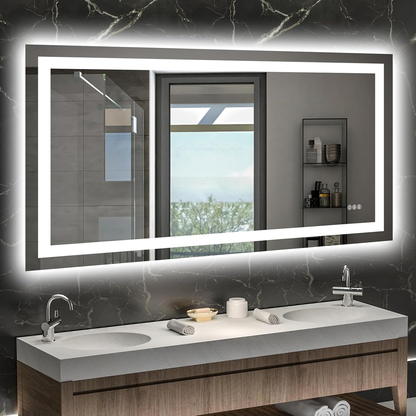 28X32 LED Bathroom Mirror with Lights, Anti-Fog, Dimmable