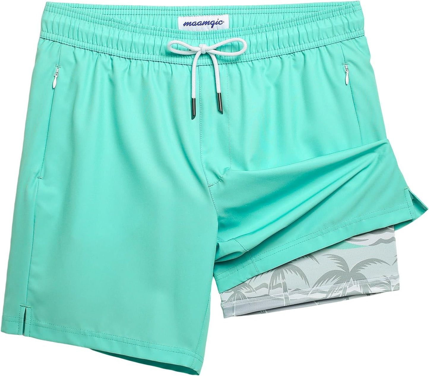 2 in 1 Mens Swim Trunks with Compression Liner for Comfort