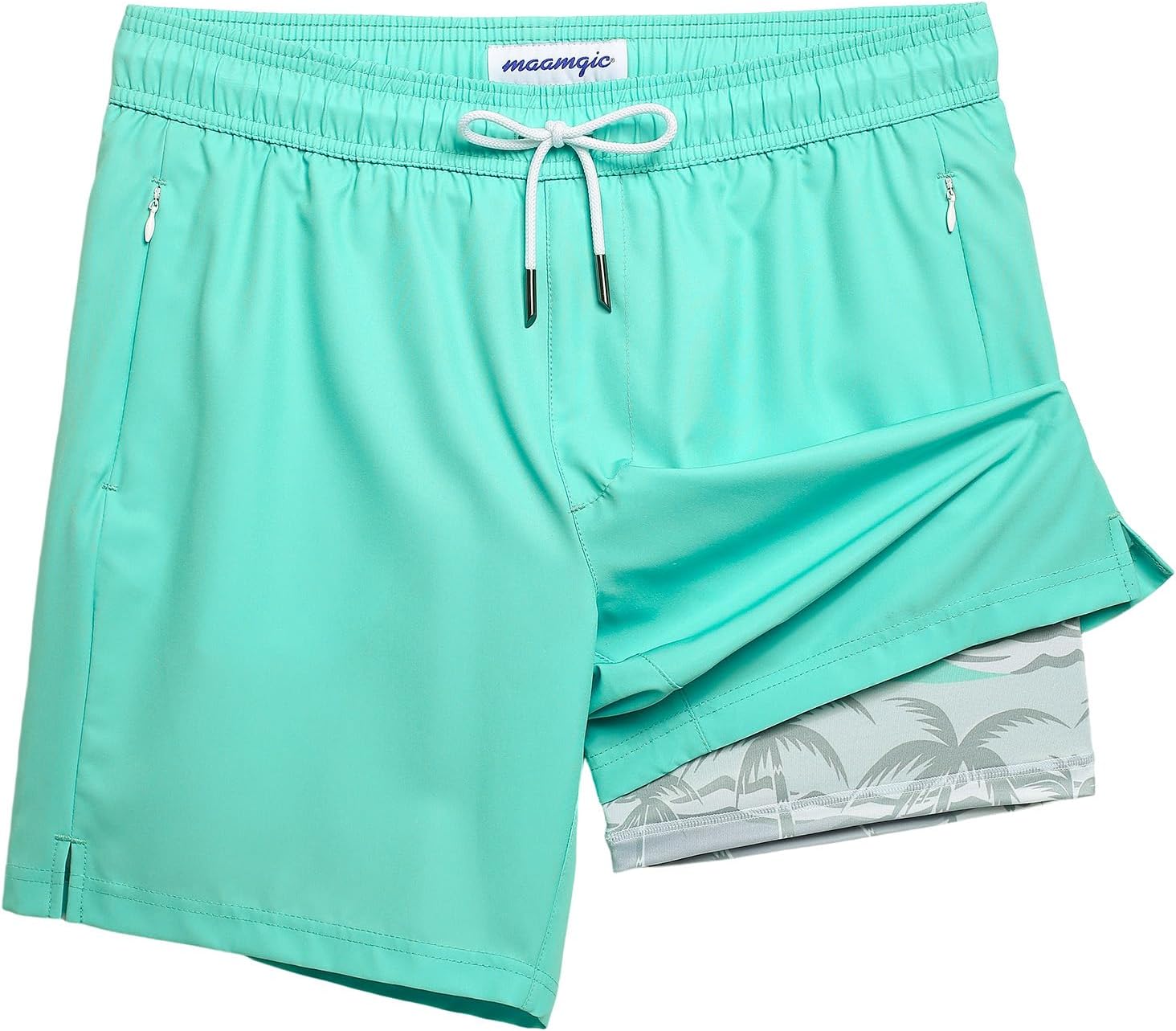 2 in 1 Mens Swim Trunks with Compression Liner for Comfort