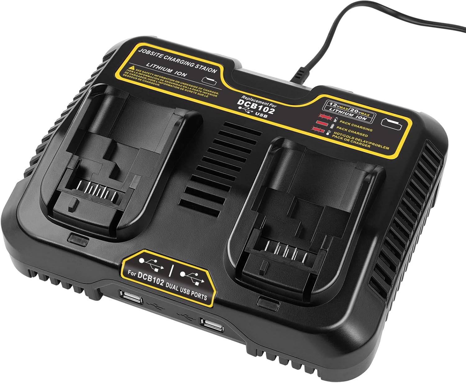 12V 20V 60V Max Battery Charger for Dewalt - Fast Dual Charger