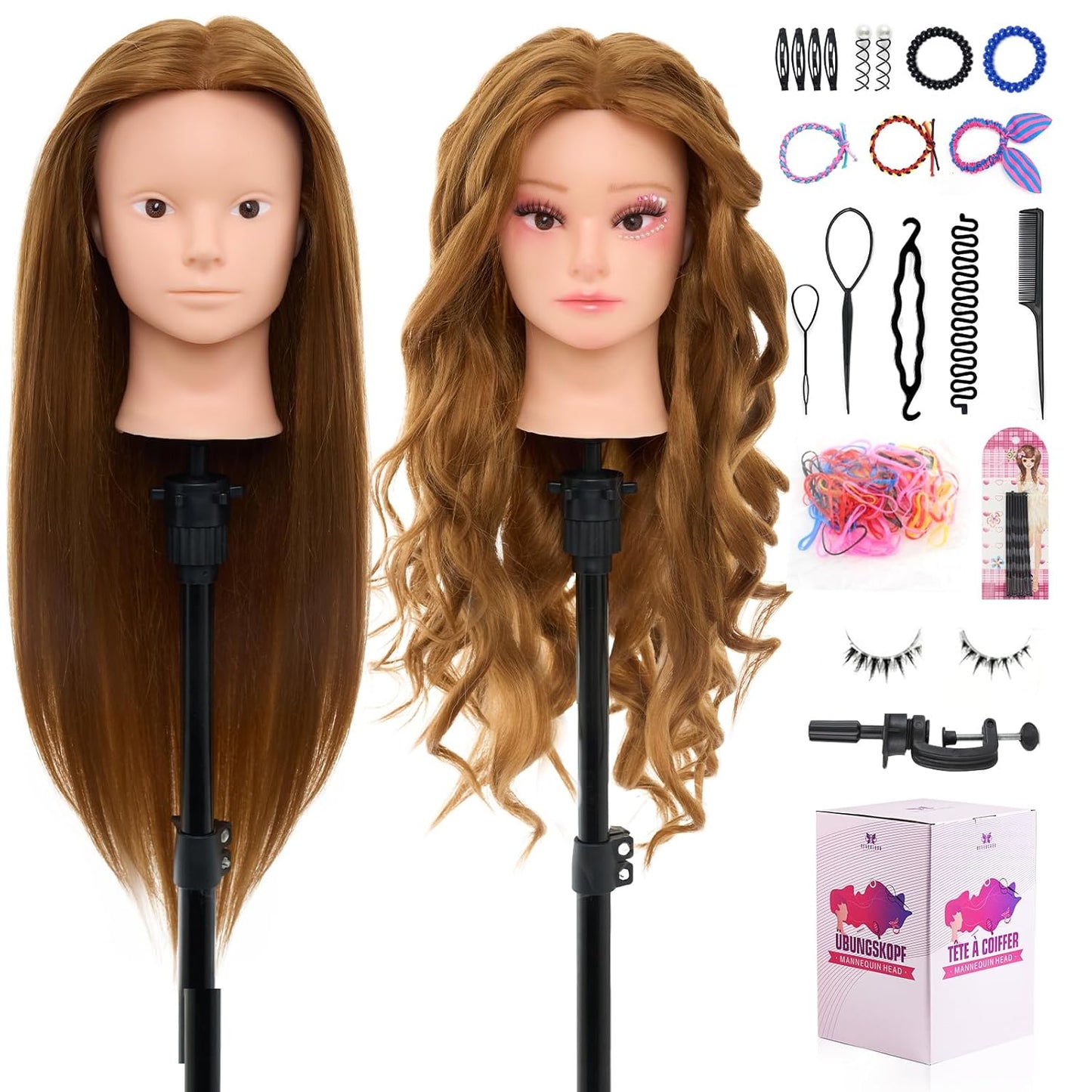 Neverland Beauty 28 Inch Human Hair Mannequin Head for Styling