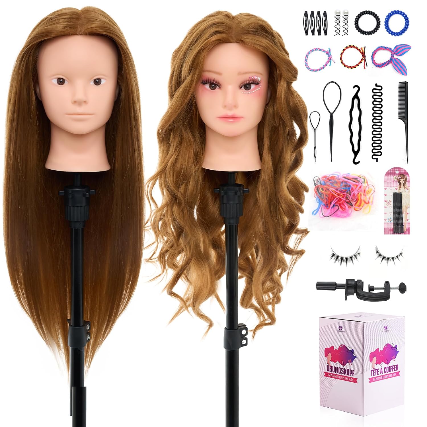 Neverland Beauty 28 Inch Human Hair Mannequin Head for Styling