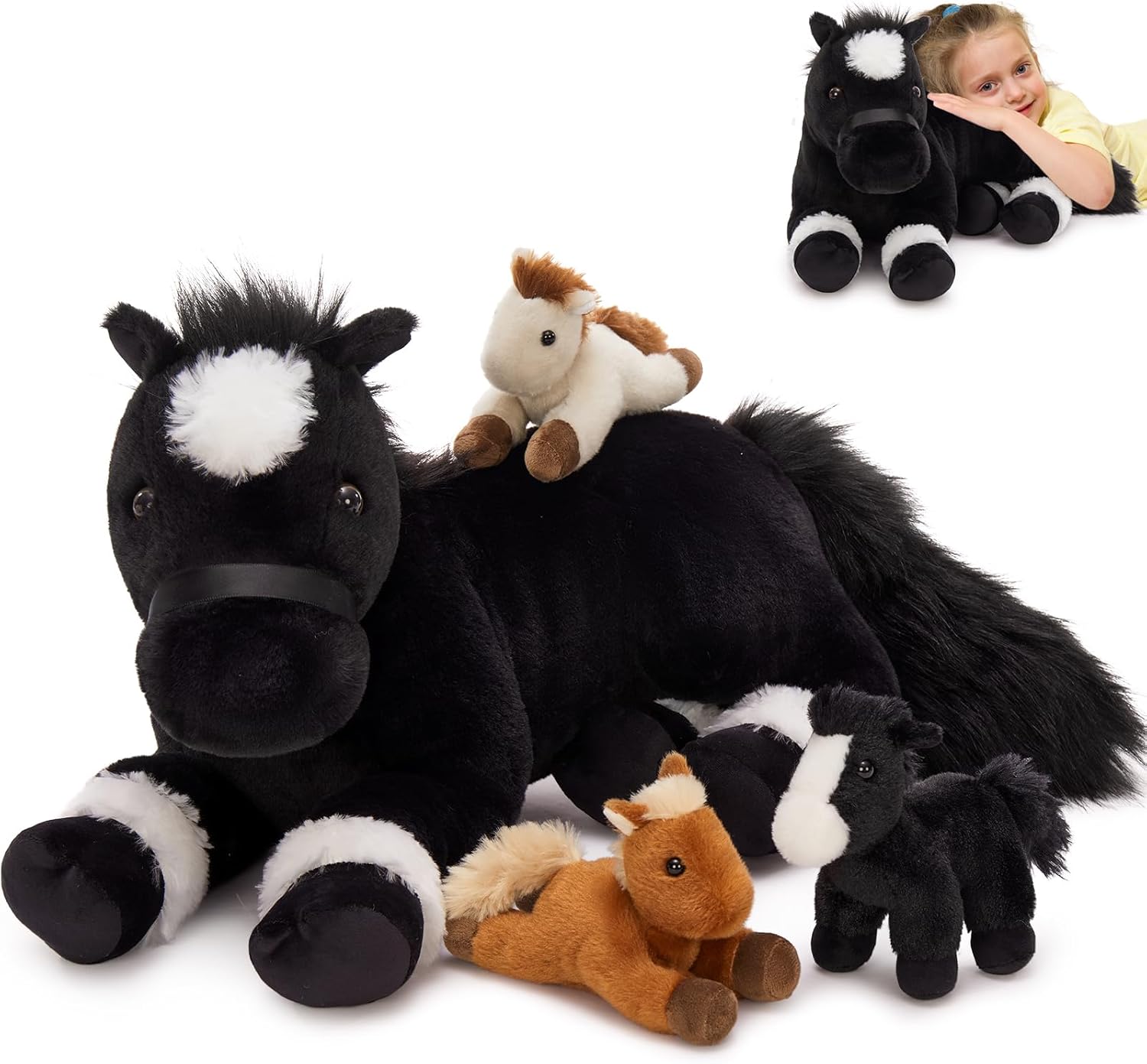 MaoGoLan Horse Stuffed Animal Set for Kids - 4 Plush Toys