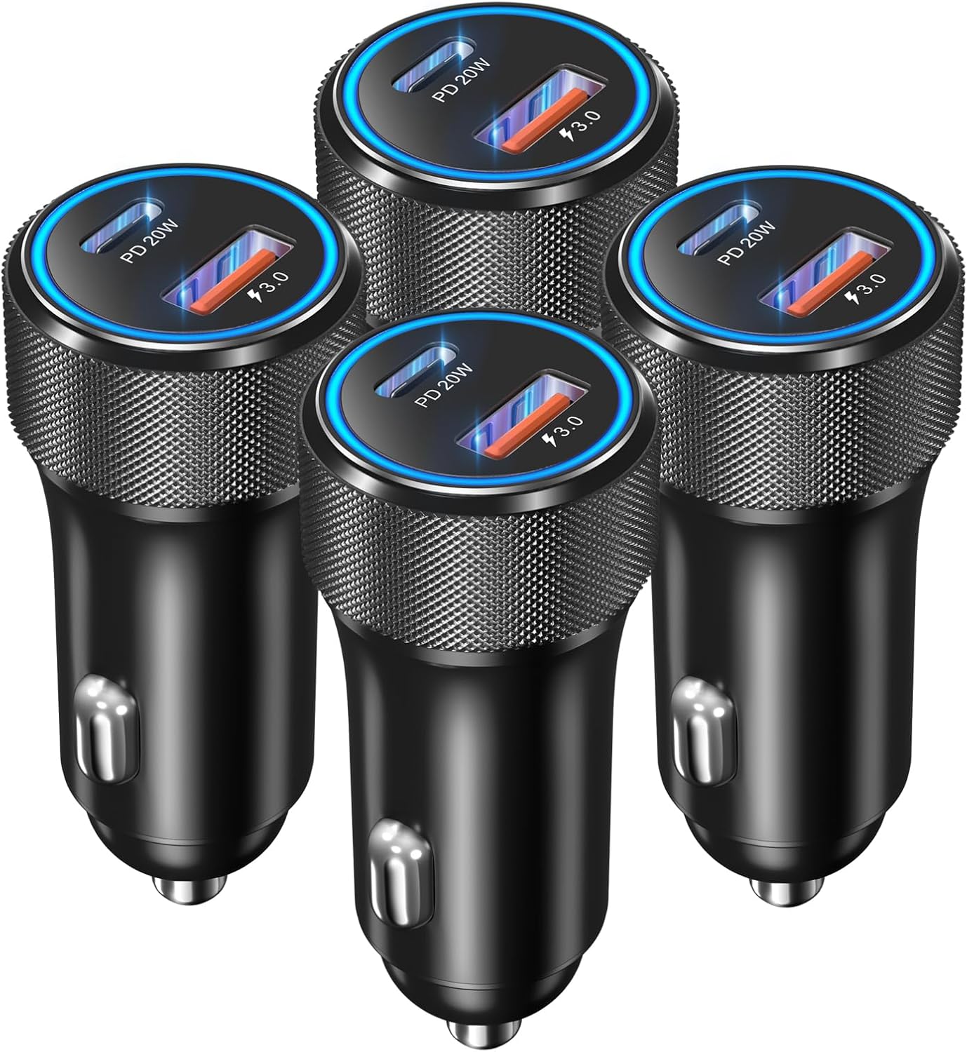 Fast Charge 4-Pack USB C Car Chargers: OKRAY PD3.0&QC3.0 for iPhone, Samsung, Pixel
