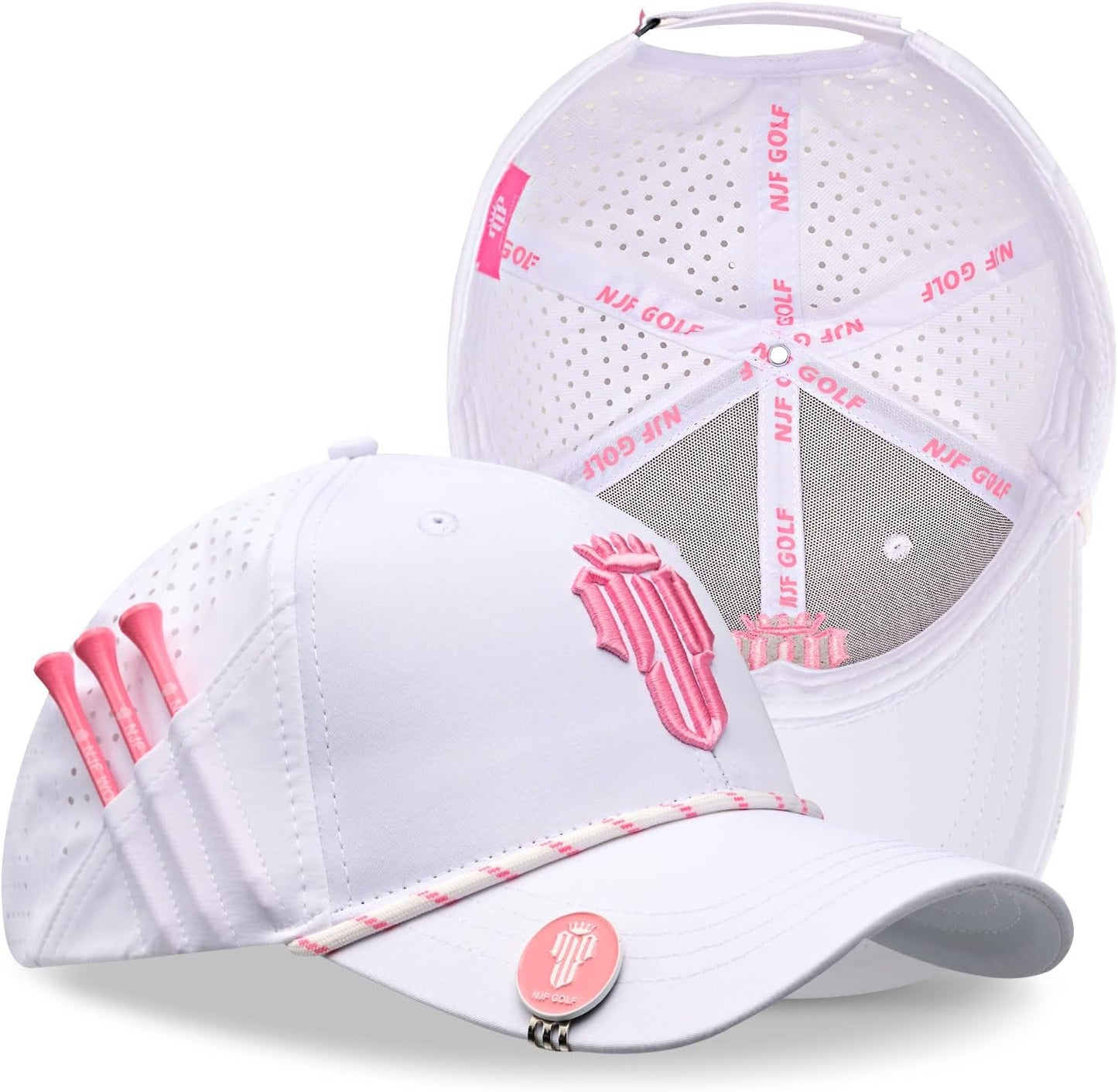 NJF Golf Hat Men - Breathable Adjustable Cap with Tee Holder