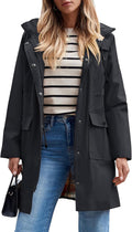 SaphiRose Women's Waterproof Rain Jacket Long Hooded Trench