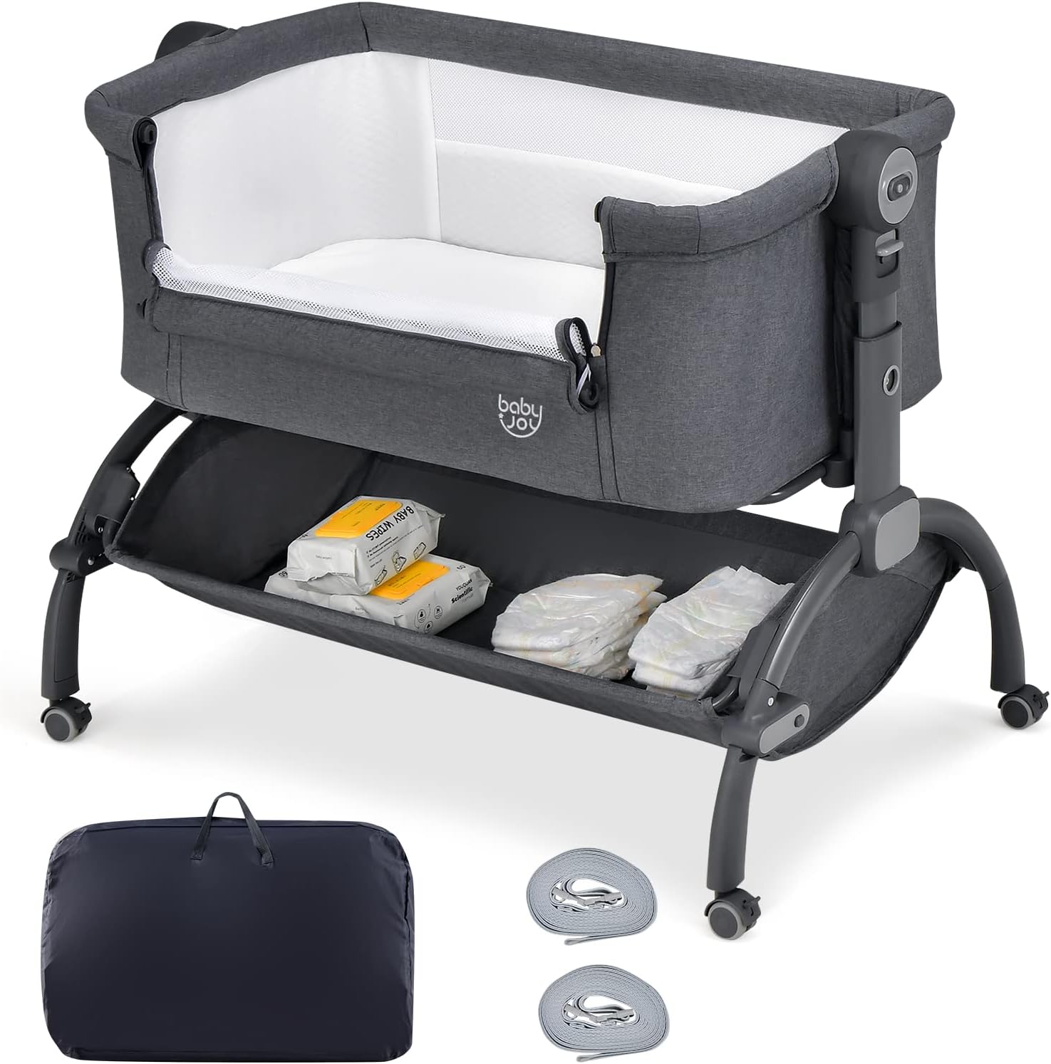 3-in-1 Rocking Bassinet for Newborns with Adjustable Heights